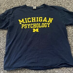 Gildan Navy Blue Michigan Psychology Tee with Maize Print